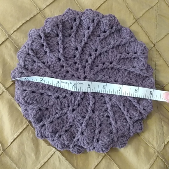 Women's Small Lavender Handmade Crocheted Spiral Beret - Picture 3 of 8